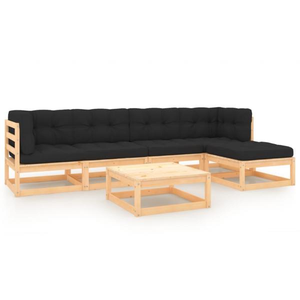 ARDEBO.de - 6-tlg. Garten-Lounge-Set mit Kissen Massivholz Kiefer