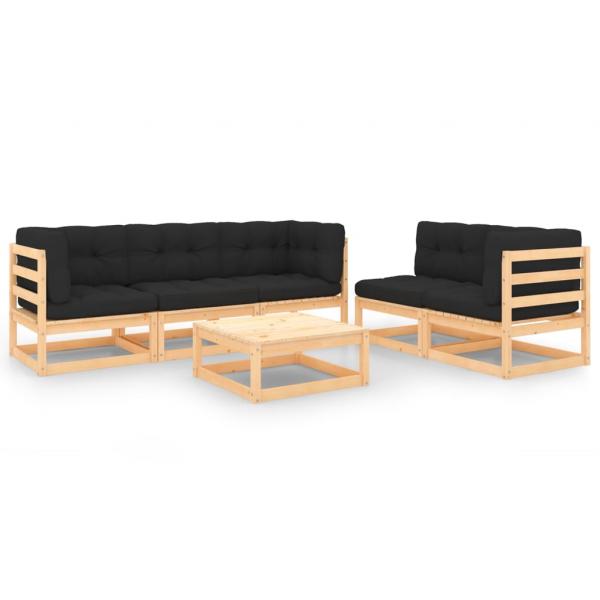 ARDEBO.de - 6-tlg. Garten-Lounge-Set mit Kissen Massivholz Kiefer