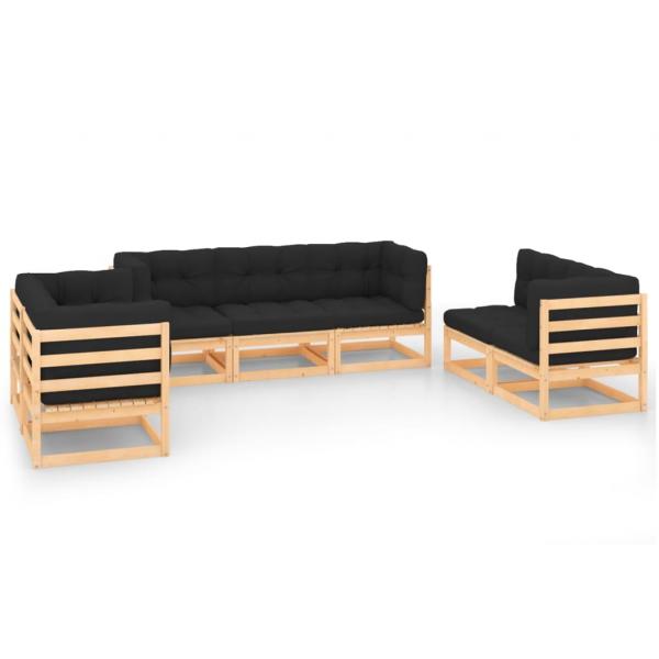 ARDEBO.de - 7-tlg. Garten-Lounge-Set mit Kissen Massivholz Kiefer