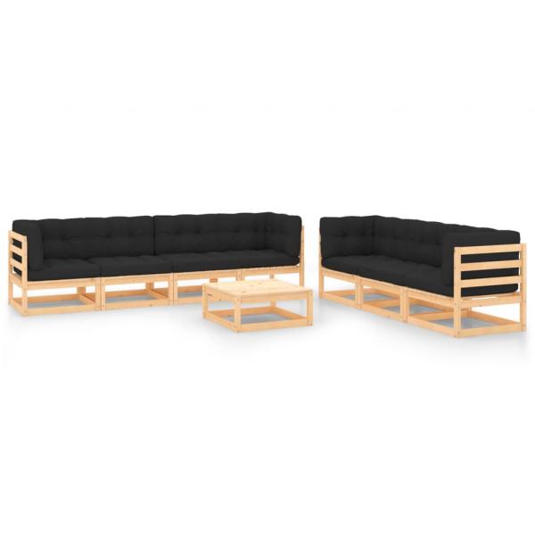 ARDEBO.de - 8-tlg. Garten-Lounge-Set mit Kissen Massivholz Kiefer