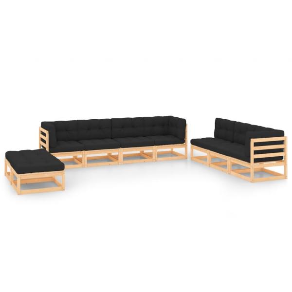 ARDEBO.de - 9-tlg. Garten-Lounge-Set mit Kissen Massivholz Kiefer