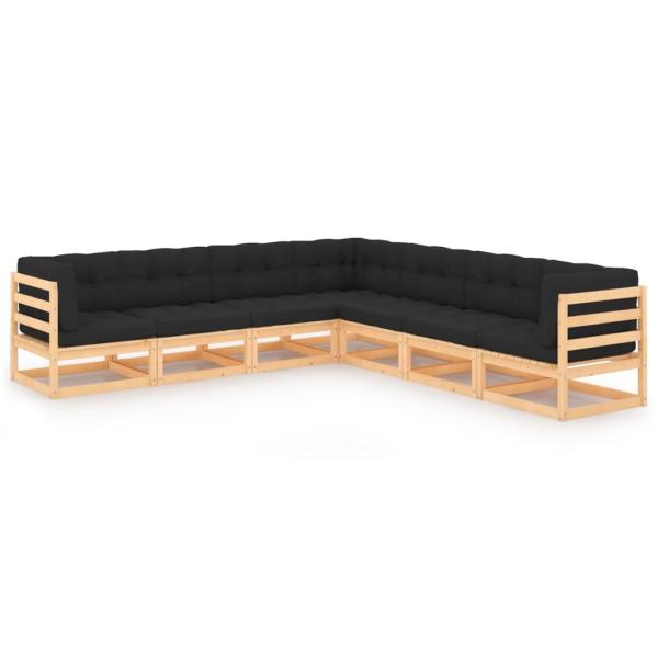 ARDEBO.de - 7-tlg. Garten-Lounge-Set mit Kissen Massivholz Kiefer