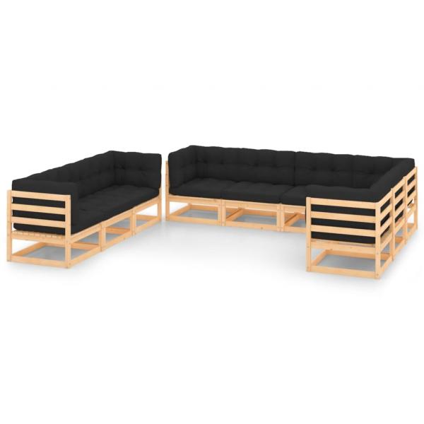 ARDEBO.de - 9-tlg. Garten-Lounge-Set mit Kissen Massivholz Kiefer