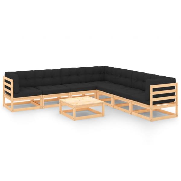 ARDEBO.de - 8-tlg. Garten-Lounge-Set mit Kissen Massivholz Kiefer