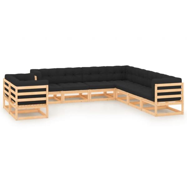 ARDEBO.de - 9-tlg. Garten-Lounge-Set mit Kissen Massivholz Kiefer