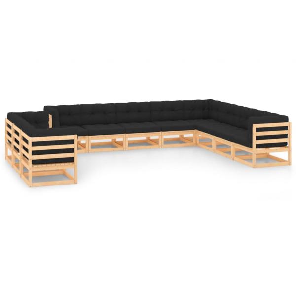 ARDEBO.de - 11-tlg. Garten-Lounge-Set mit Kissen Massivholz Kiefer