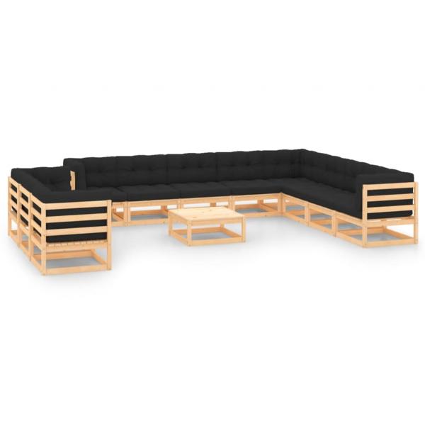 ARDEBO.de - 12-tlg. Garten-Lounge-Set mit Kissen Massivholz Kiefer