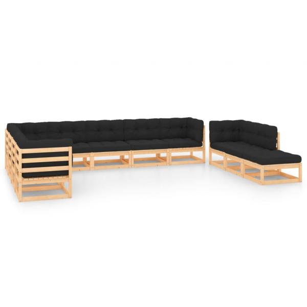 ARDEBO.de - 11-tlg. Garten-Lounge-Set mit Kissen Massivholz Kiefer