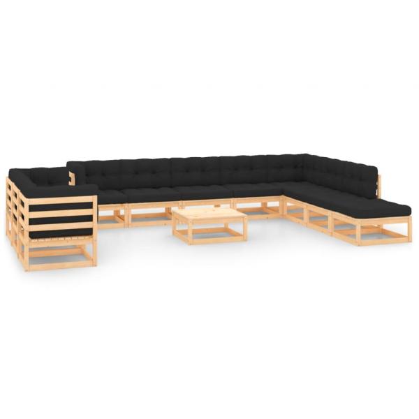 ARDEBO.de - 12-tlg. Garten-Lounge-Set mit Kissen Massivholz Kiefer