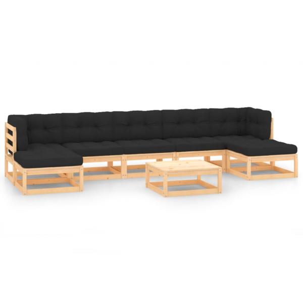 ARDEBO.de - 8-tlg. Garten-Lounge-Set mit Kissen Massivholz Kiefer