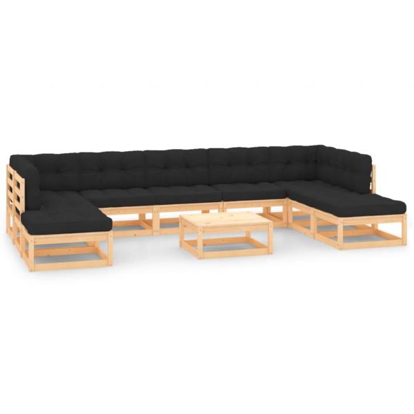 ARDEBO.de - 10-tlg. Garten-Lounge-Set mit Kissen Massivholz Kiefer