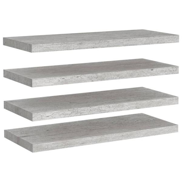 Schweberegale 4 Stk. Betongrau 80x23,5x3,8 cm MDF