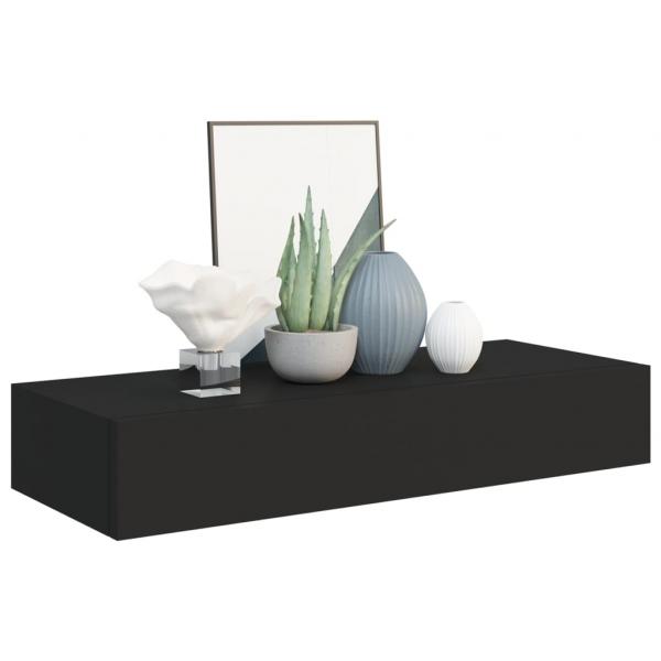 Wandregale mit Schubladen 2 Stk. Schwarz 60x23,5x10 cm MDF