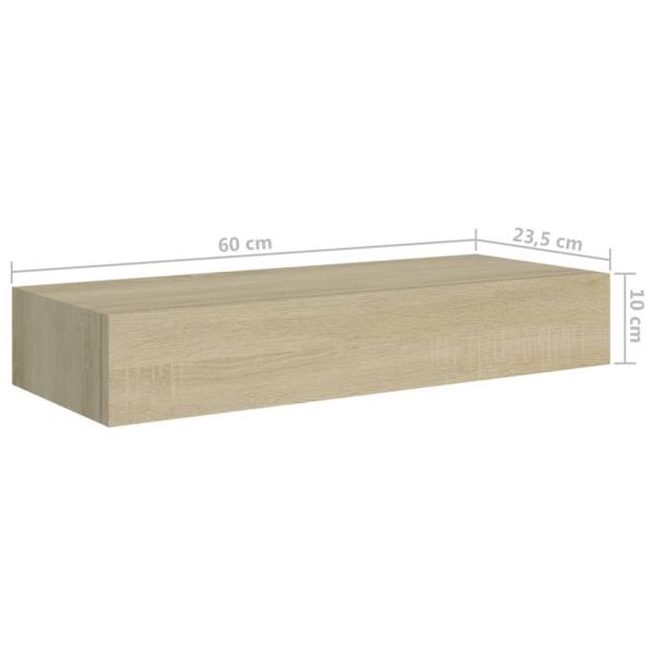 Wandregal mit Schublade Eichen-Optik 60x23,5x10 cm MDF