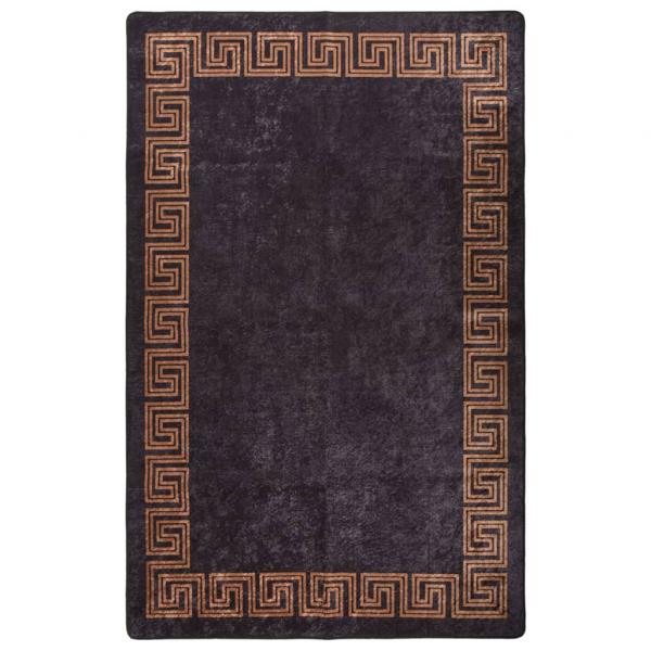 ARDEBO.de - Teppich Waschbar 80x150 cm Schwarz und Golden Rutschfest