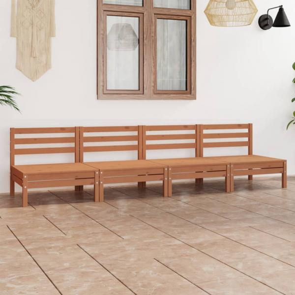 ARDEBO.de - 4-tlg. Garten-Lounge-Set Honigbraun Massivholz Kiefer