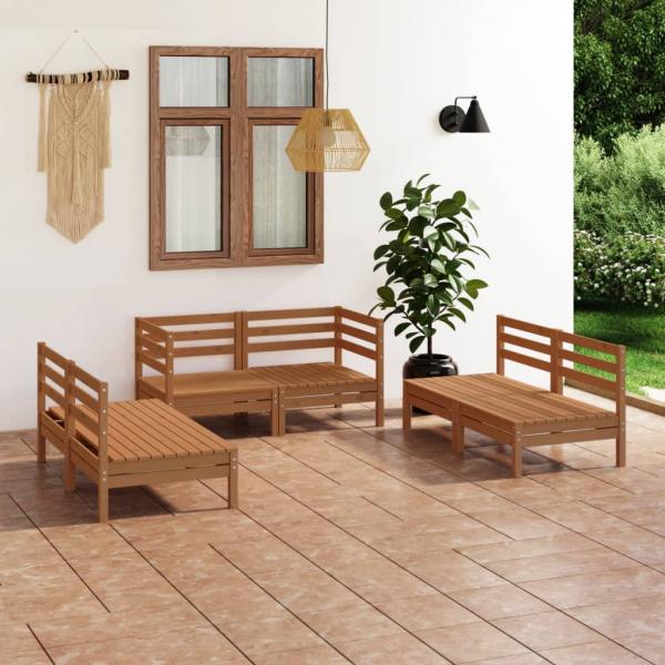 ARDEBO.de - 6-tlg. Garten-Lounge-Set Honigbraun Massivholz Kiefer