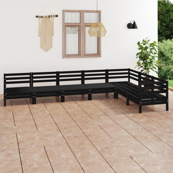 ARDEBO.de - 7-tlg. Garten-Lounge-Set Massivholz Kiefer Schwarz