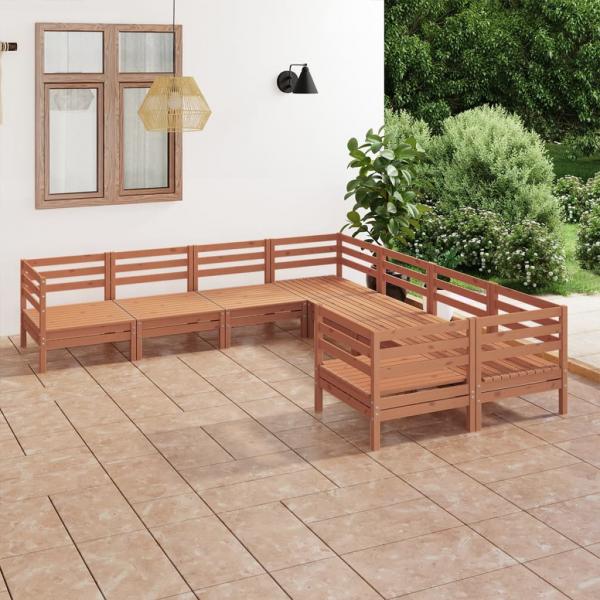 ARDEBO.de - 8-tlg. Garten-Lounge-Set Massivholz Kiefer Honigbraun