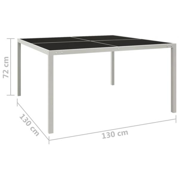 Gartentisch 130x130x72 cm Grau Stahl und Glas