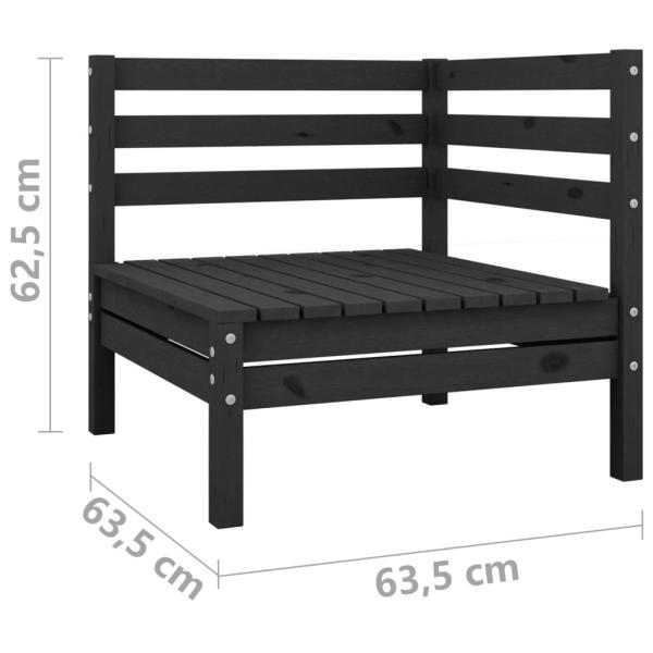 Garten-Ecksofa Schwarz Massivholz Kiefer