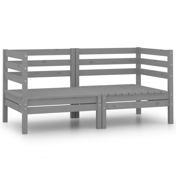 ARDEBO.de - Garten-Ecksofas 2 Stk. Grau Massivholz Kiefer