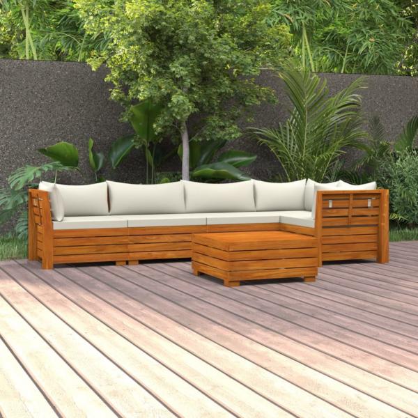 ARDEBO.de - 6-tlg. Garten-Lounge-Set mit Kissen Massivholz Akazie