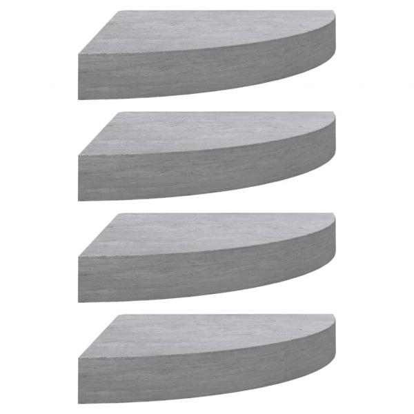 Eck-Schweberegale 4 Stk. Betongrau 25x25x3,8 cm MDF