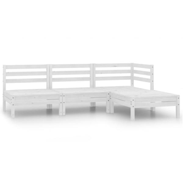 ARDEBO.de - 4-tlg. Garten-Lounge-Set Massivholz Kiefer Weiß