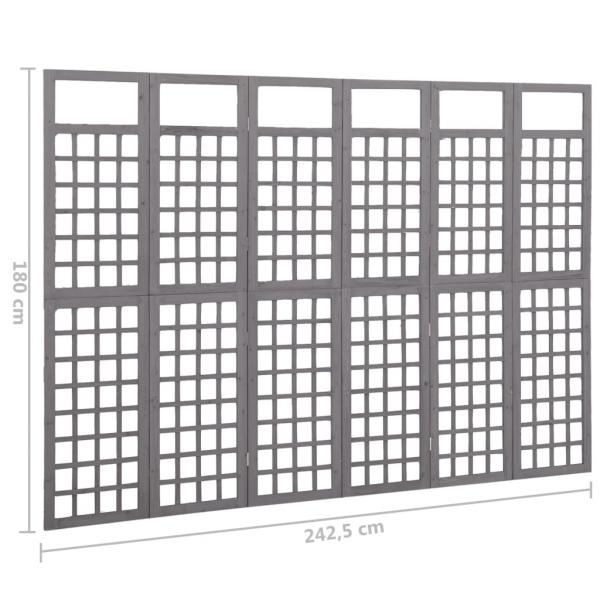 Spalier/Paravent 6-teilig Massivholz Tanne Grau 242,5x180 cm