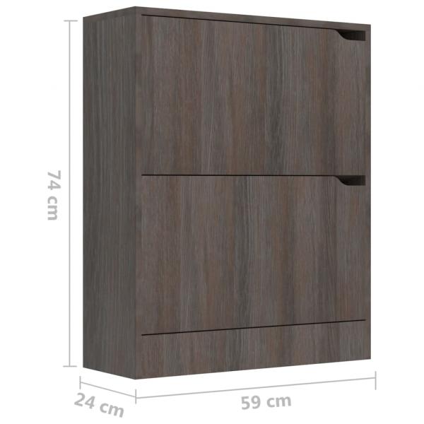 Schuhschrank mit 2 Türen Grau Sonoma-Eiche 59x24x74 cm