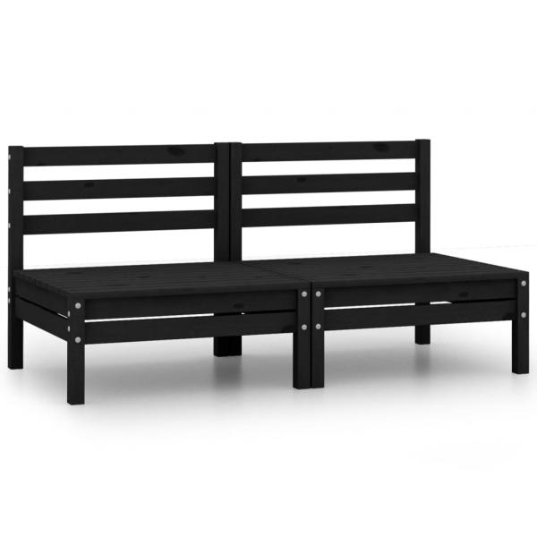 ARDEBO.de - Garten-Mittelsofas 2 Stk. Schwarz Kiefer Massivholz 