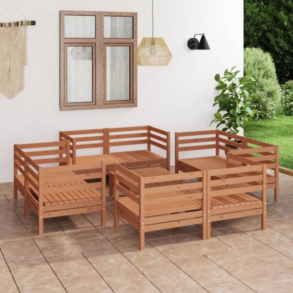 ARDEBO.de - 9-tlg. Garten-Lounge-Set Honigbraun Massivholz Kiefer