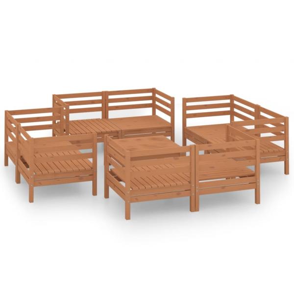 9-tlg. Garten-Lounge-Set Honigbraun Massivholz Kiefer