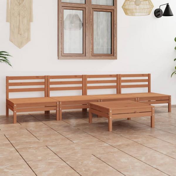 ARDEBO.de - 5-tlg. Garten-Lounge-Set Honigbraun Massivholz Kiefer