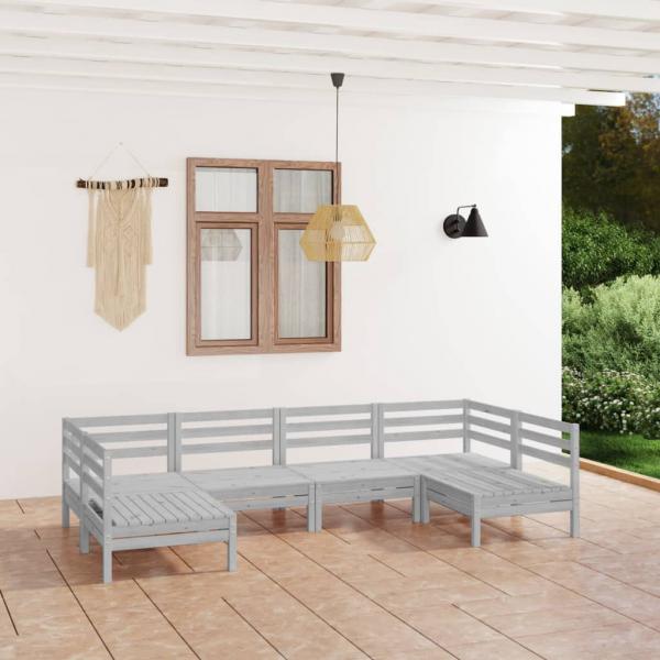 ARDEBO.de - 6-tlg. Garten-Lounge-Set Weiß Massivholz Kiefer