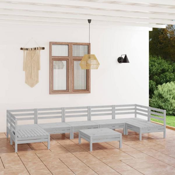 ARDEBO.de - 8-tlg. Garten-Lounge-Set Weiß Massivholz Kiefer