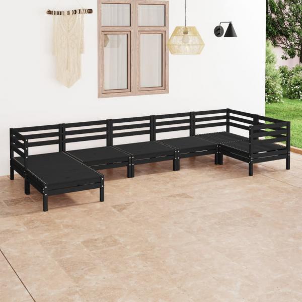 ARDEBO.de - 7-tlg. Garten-Lounge-Set Massivholz Kiefer Schwarz