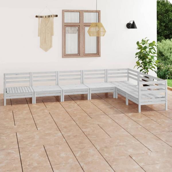 ARDEBO.de - 7-tlg. Garten-Lounge-Set Massivholz Kiefer Weiß