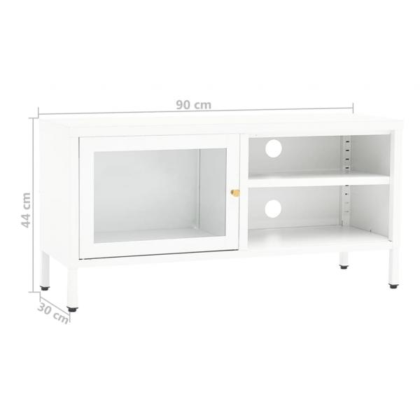 TV-Schrank Weiß 90x30x44 cm Stahl und Glas