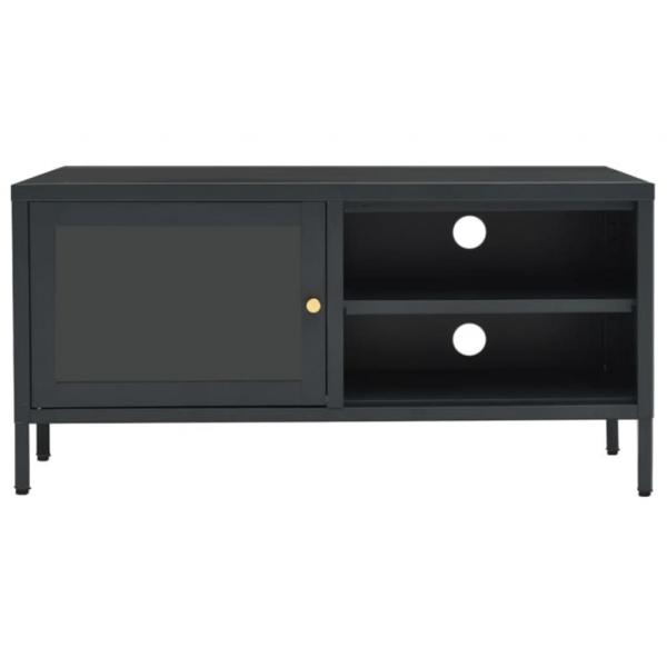 TV-Schrank Anthrazit 90x30x44 cm Stahl und Glas