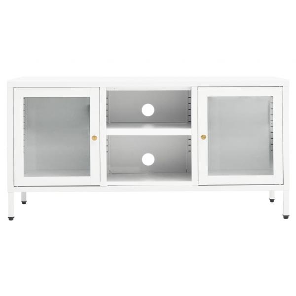 TV-Schrank Weiß 105x35x52 cm Stahl und Glas