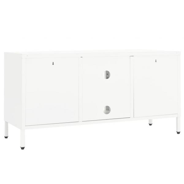 TV-Schrank Weiß 105x35x52 cm Stahl und Glas