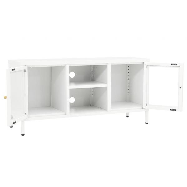 TV-Schrank Weiß 105x35x52 cm Stahl und Glas