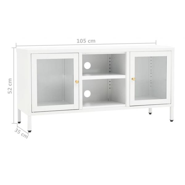 TV-Schrank Weiß 105x35x52 cm Stahl und Glas