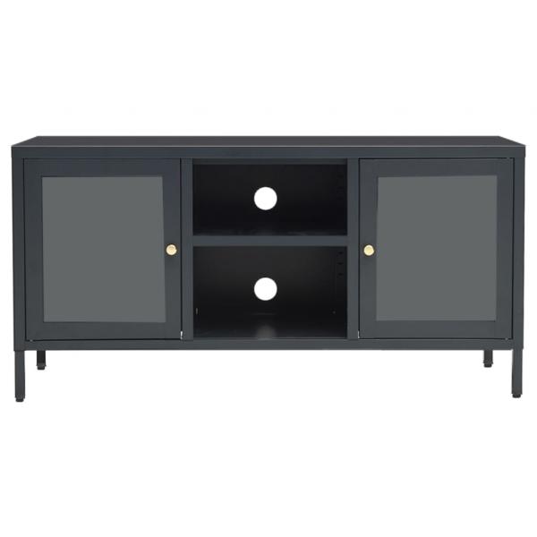 TV-Schrank Anthrazit 105x35x52 cm Stahl und Glas