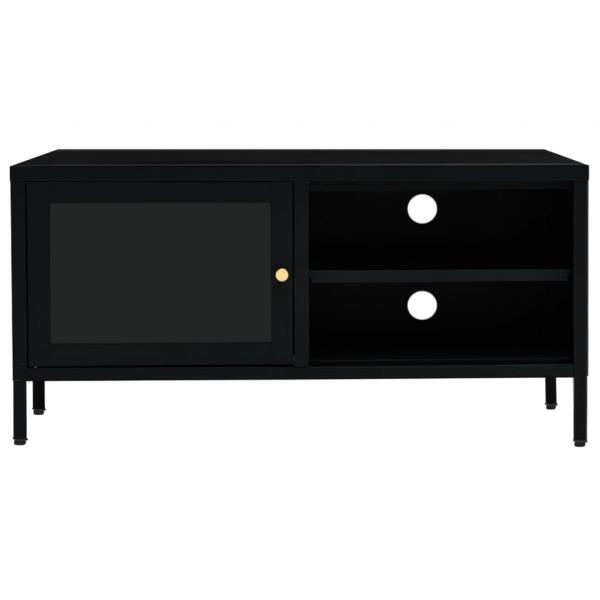 TV-Schrank Schwarz 90x30x44 cm Stahl und Glas