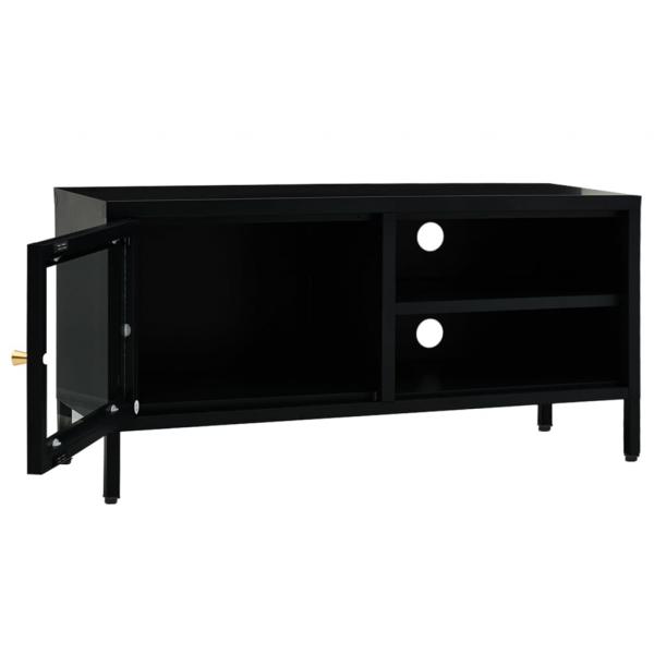 TV-Schrank Schwarz 90x30x44 cm Stahl und Glas