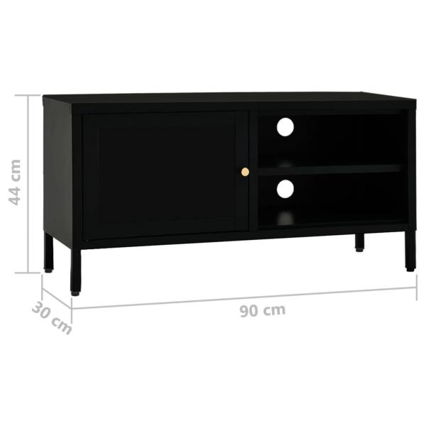 TV-Schrank Schwarz 90x30x44 cm Stahl und Glas