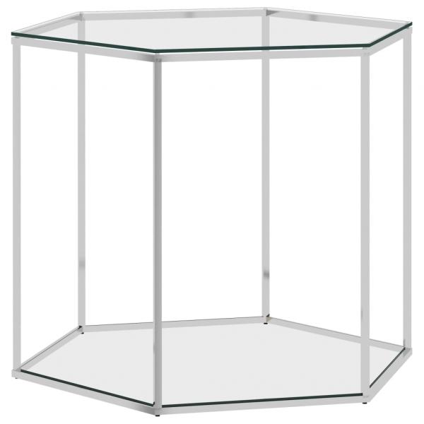 ARDEBO.de - Couchtisch Silbern 60x53x50 cm Edelstahl und Glas